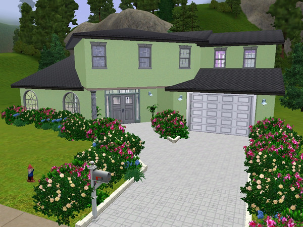 Sims 3 — Green House by krmk — Just a house... that is green... 2 Bedrooms, 2 Bathrooms, with garage.