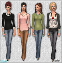 Sims 2 — City Outfits by confide — Four outfits and one new mesh included.
