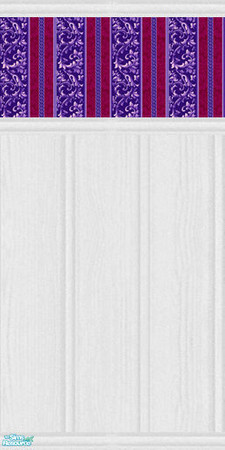 Sims 2 — Seraglio Wall by Riverwillows — Lovely white paneled wall, with vibrant purple striping. Part of the Seraglio