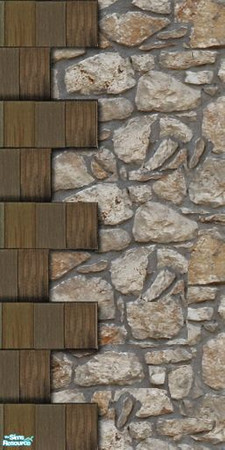 Sims 2 — grks mountain walls - Stone Left by greeksim — Part of a set of stone and old wood walls for your mountain