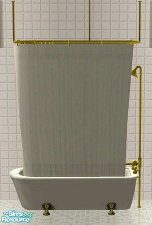 Sims 2 — Cream Bathroom Set - Shower Tub Curtain by Riverwillows — A matching set of small window, tub, and shower