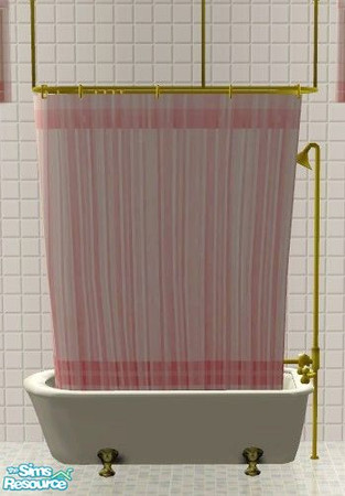 Sims 2 — Pink Bathroom Set - Shower Tub Curtain by Riverwillows — A matching set of small window, tub, and shower
