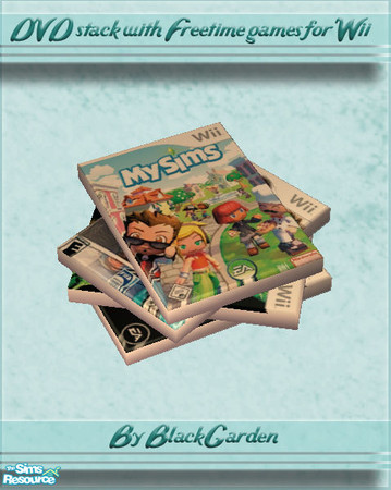 Sims 2 — Messy DVD Stack - MySims Wii by BlackGarden — A recolour of my messy DVD stack with Freetime games and MySims on