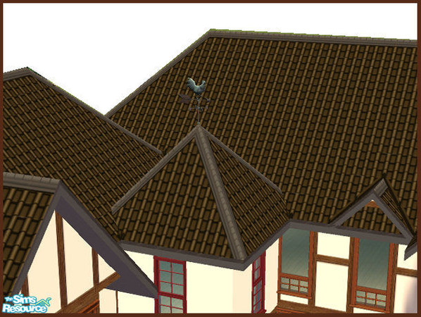 Sims 2 — Wrapped Chocolate Roof by hatshepsut — Rich Brown tiled roof with grey ridge tiles. Part of the Mixed Roofing