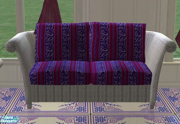 Sims 2 — Seraglio Living Set - Loveseat by Riverwillows — Relax amid the mystery of the Sultan\'s seraglio, in vibrant