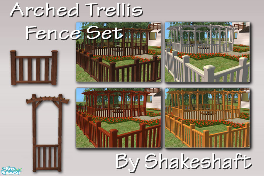 The Sims Resource Arched Trellis Fence Set