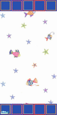 Sims 2 — Blue Blocks Fish by djhappie — Blue Block Border With a Swimming Fish Background. My boys room series with