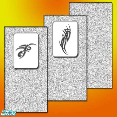 Sims 2 — White poured tribal set by MonisiaPL — One Clear wall and 2 with tribal painting