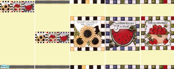 Sims 2 — Fresh Fruit & Flowers Wallpaper by foxysensei — Wonderful wallpaper featuring sunflowers, strawberries and