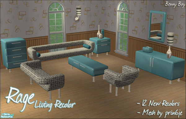 Sims 2 — 'Rage' Living Room - Teal Recolor by Benny Boy — A new, crazy yet modern recolor by Benny Boy. Use in almost any