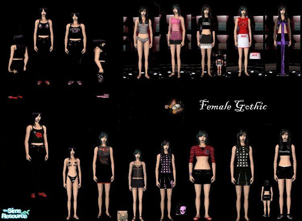 Sims 2 — Female Gothic set by kollens — As requested more goth... this one took me a while, lots of cloths, Tank &