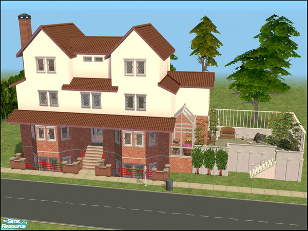 Sims 2 — Brunswick House by LadyMinion — A feature-packed home on a tiny lot (2x3). Interior is presented with a cosy mix