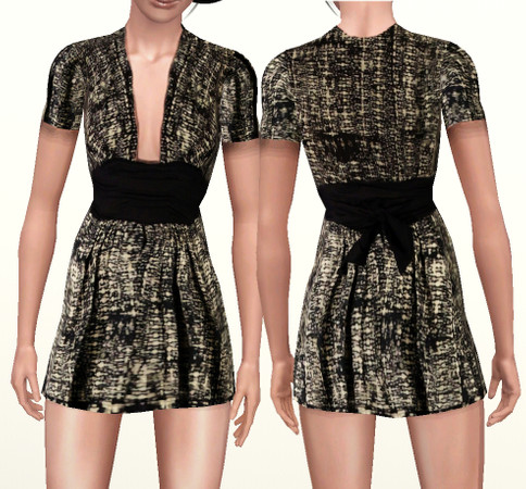 Sims 3 — Donna Karan Inspired Dress by Frozen and Iced — Edited mesh and texture. Not recolorable (full overlay), By