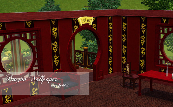 Sims 3 — Dragon Wallpaper 2 by Jenoin — Re-colourable Dragon Wallpaper. Works also suprisingly well on Kimono's ;)