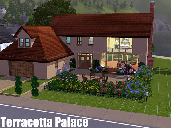 Sims 3 — Terracotta Palace by lopezino — A open-floor plan allows light to come in and shine in the large family room.