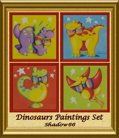 Sims 3 — S66 - Kids Dinosaurs Paintings Set by shadow66 — A collection of four cute, cartoony dinosaurs, great for the