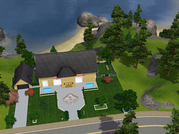 Sims 3 — Modern Colonial  by mspassions2 — 2 story colonial style home with side yard, 2 car garage, beautiful fountain