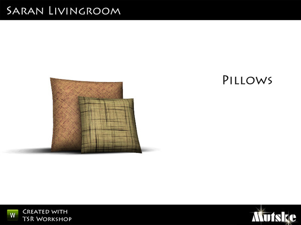 Sims 3 — Saran Pillows to Decorate by Mutske — 2 Recolorable part. 3 Variations. Made by Mutske@TSR. TSRAA.