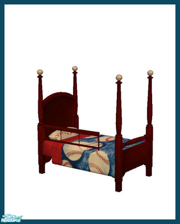 Sims 2 — Baseball Bedroom Sets - Toddler Bed Red Recolor by rebecah — Toddlers can put themselves to bed or let the