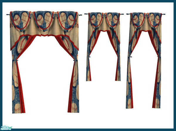 Sims 2 — Baseball Bedroom Sets - Curtain Recolor by rebecah — Baseball Bedroom Sets - Curtain Recolor