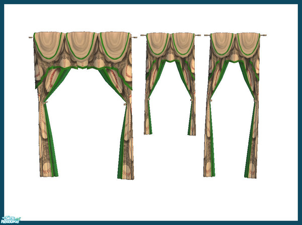 Sims 2 — Baseball Bedroom Sets - Curtain Recolor Green by rebecah — Baseball Bedroom Sets - Curtain Recolor Green