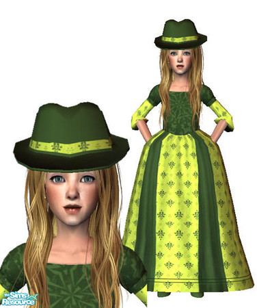 Sims 2 — Matching Hat and Gown- Green - Gown by giasims — Gown