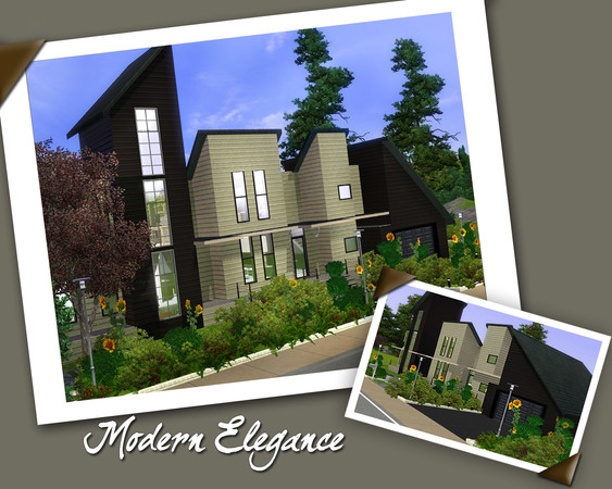 Sims 3 — Modern Elegance by Eleah — 3 Bedrooms, 2.5 Bath, Living Room, Kitchen, Dining Room, Family Room, Garage