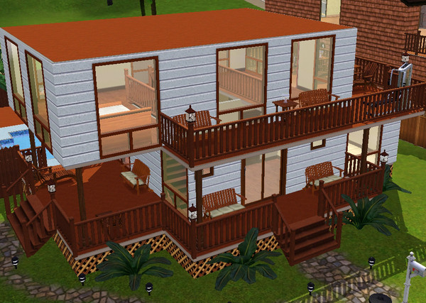Sims 3 — Beach Front Loft by lizholsimer — This 2-story house was built with the beach lover in mind. It is furnished