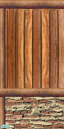 Sims 2 — grksim wood and brick walls - left by greeksim — Part of a set of 3 walls made of wood and brick texture which