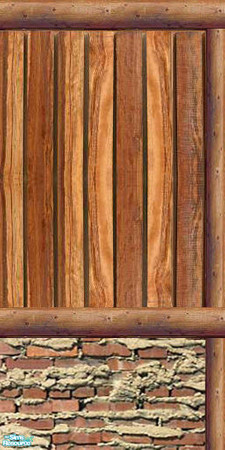 Sims 2 — grksim wood and brick walls - right by greeksim — Part of a set of 3 walls made of wood and brick texture which