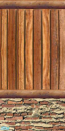 Sims 2 — grksim wood and brick walls - center by greeksim — Part of a set of 3 walls made of wood and brick texture which