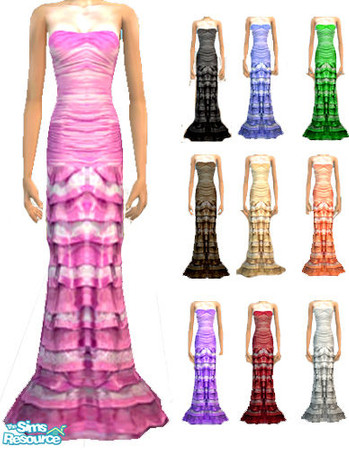 Sims 2 — Layered Gown by Caryl — Requires MESH "TeenGown" from 2~for~U~