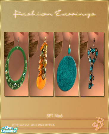 Sims 2 — Fashion Earrings [SET No6] by elmazzz — -This set includes 4 unique and fun fashion earrings. The set is the