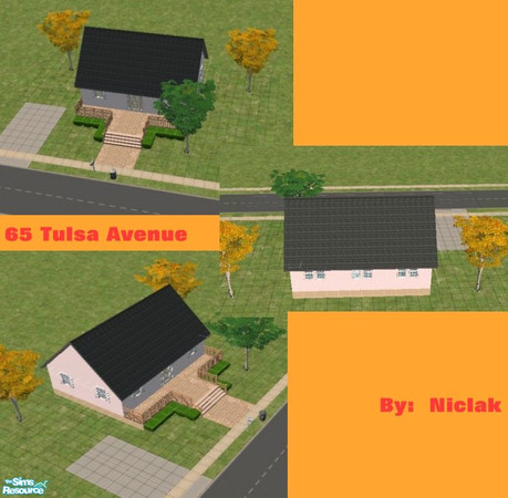 Sims 2 — 65 Tulsa Avenue by niclak — A cute one story home perfect for 1 to 4 sims. Included is a living room, kitchen,