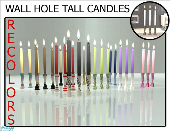 Sims 2 — Wall Hole Tall Candles by linegud — A set of recolors of my tall candles from my wall hole knick knack set. Use