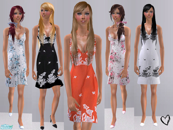 Sims 2 — Flirty Set by TSR Archive — 5 casual dresses for your sims. You need to download Mesh 033 from Liana sims. It is