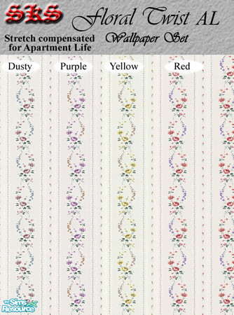 Sims 2 — Floral Twist AL set by 71robert13 — Floral double helix twists devided by rosebud stripes. All 4 colors are