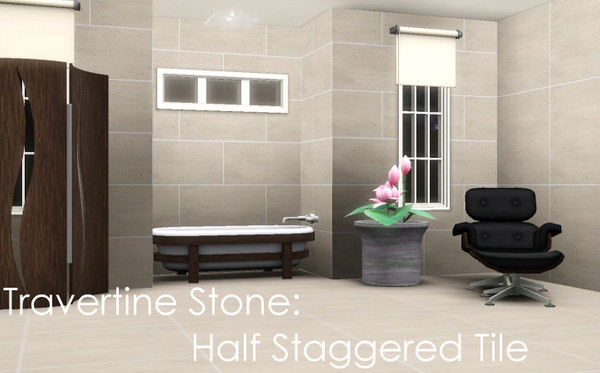 Sims 3 — Travertine stone-Half Staggered Tile by Peacemaker_ic — Natural Stone tile 2 colour palettes
