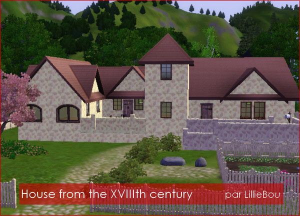 Sims 3 —  by lilliebou — Hi =) This is a house built in the XVIIIth century. Outdoor, there is a garden and a balcony.