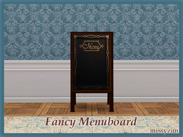 Sims 3 — MZ_Fancy Menuboard by missyzim — A fancy menuboard for your sims' homes or community lots.
