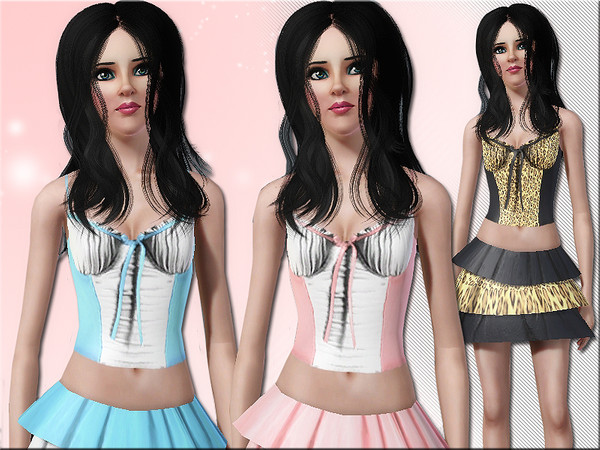 Sims 3 — Monsoon-Ruched Corset by Nia — Ruched Corset