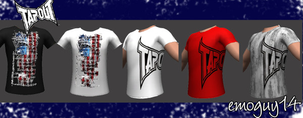 Sims 3 — Tapout by emoguy14 — 2 Different shirts from Tapout. One is a distressed American flag with some words written