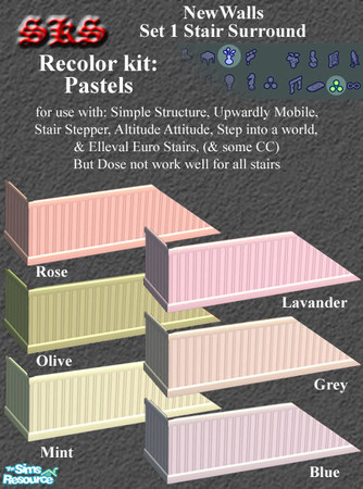 Sims 2 — NewWalls #1 Stair surround BG Pastels by 71robert13 — Set of 6 pastel colors for the BASE GAME version: NewWalls