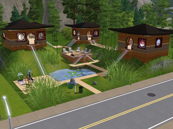 Sims 3 — Shui Feng by Sandla — Asian style &amp;quot;bungalows&amp;quot;. First Bungalow: Kitchen, dining, living