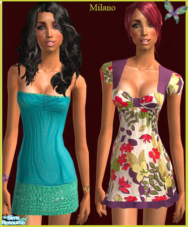Sims 2 — Spring short dresses by milanokat — Meshes at http://www.lianasims2.com/ number 075 for the flower print and 031