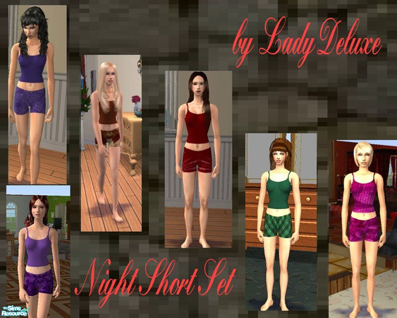 Sims 2 — Night Short Set by LadyDeluxe — A set of night shorts that are comfortable as well as fashionable.