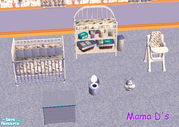 Sims 2 — Mama D's Baby Boy Set 0001 by mamads32209 — Recolors of the base game objects for a baby. With a crib, changing