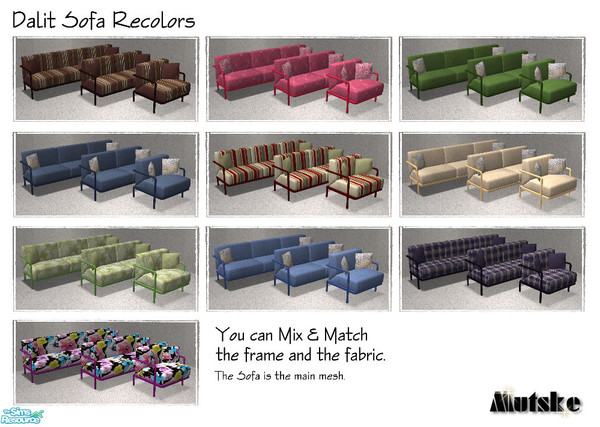 Sims 2 — Dalit Sofa Recolors by Mutske — Recolors of the Dalit Sofa, If you have more recolors, you can Mix & Match