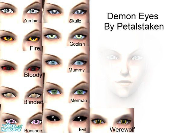 Sims 2 — Demon Eye Set by kollens — A Collection of Demon Eye Shades for the evil simmy demons in your Charmed Ones fight