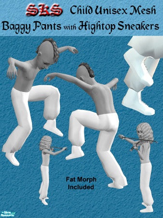 Sims 2 — Mesh_CUB BaggyDC by 71robert13 — Baggy jeans with sneakers for children. Mesh is Unisex & may be used for